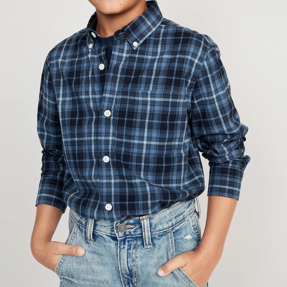 NWT Old Navy Patterned Poplin Built-In Flex Shirt for Boys